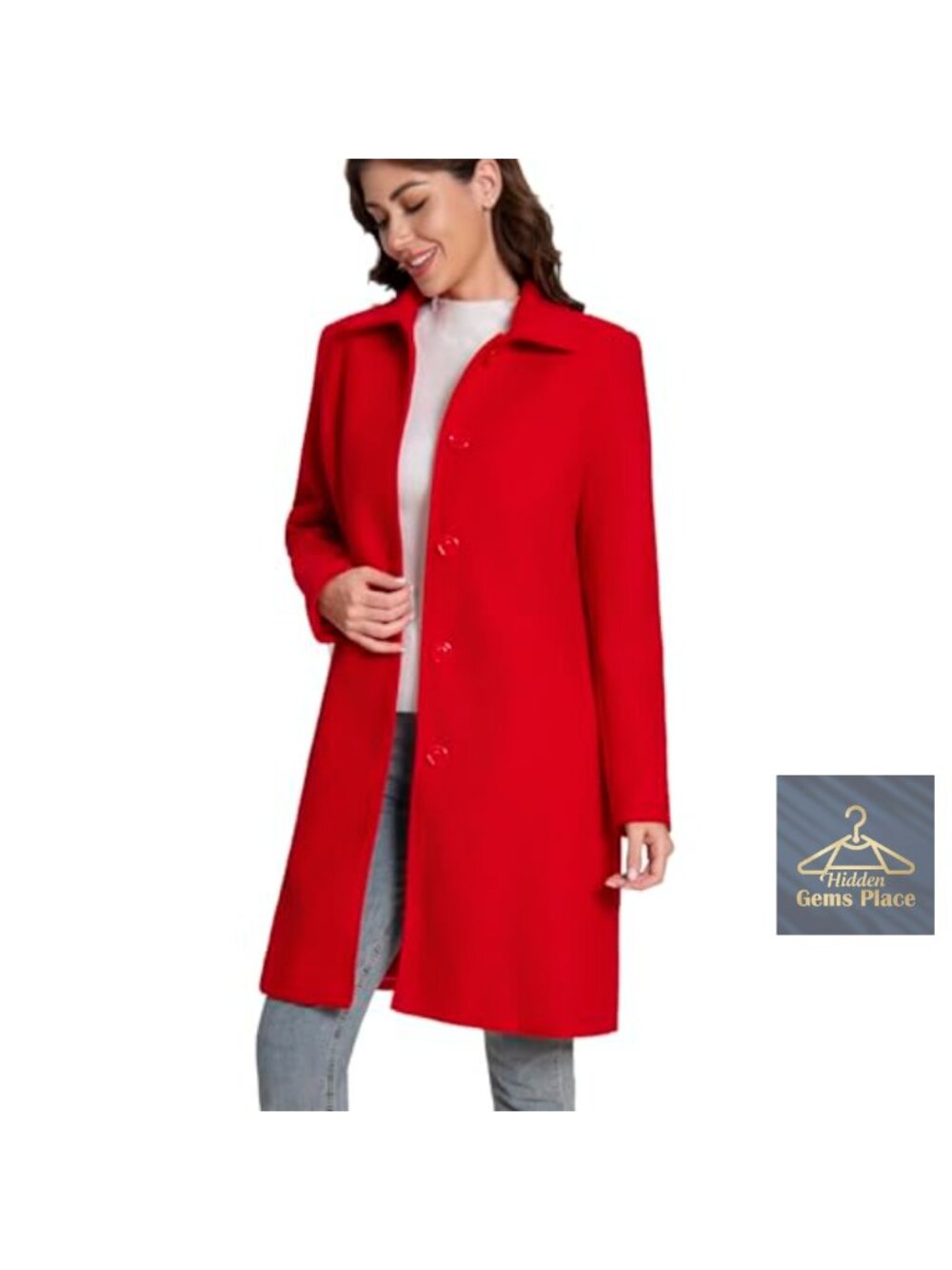 Mid Length Dress Coat Single Breasted Fully Lined with Pockets